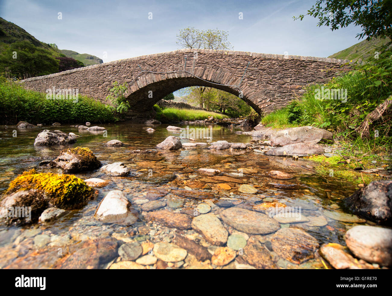 Dans Longsleddale Pont Packhorse Cumbria Banque D'Images