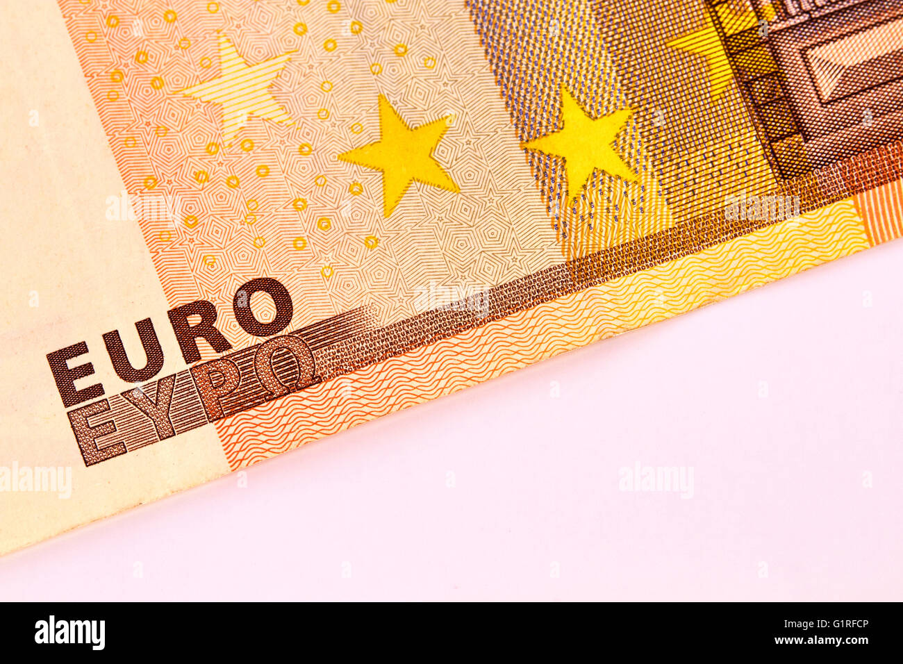 Contexte de l'argent avec Euro Bill Macro Banque D'Images