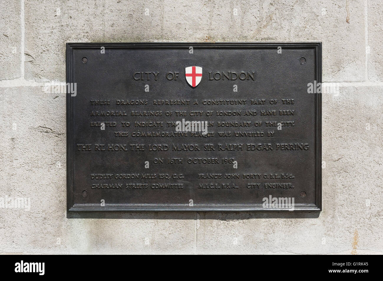 Plaque sur Victoria Embankment montrant la limite ouest de la ville de Londres Banque D'Images