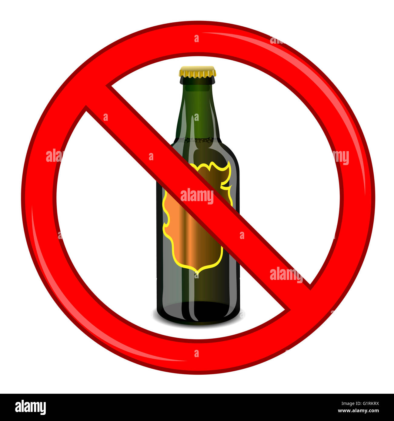 Pas de bière isolé Sign Banque D'Images