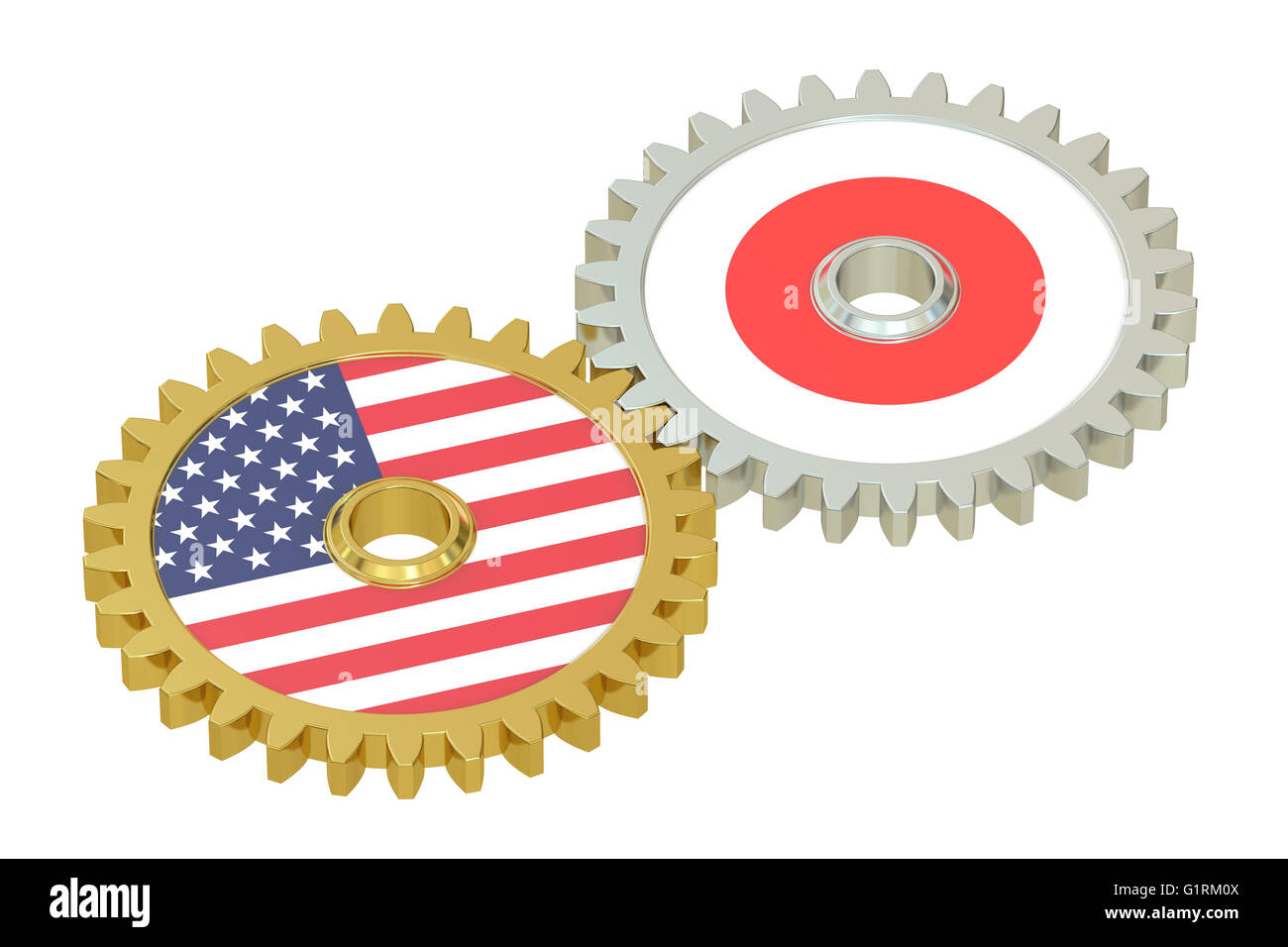 Le Japon et les relations des États-Unis, rendu 3D isolé sur fond blanc Banque D'Images