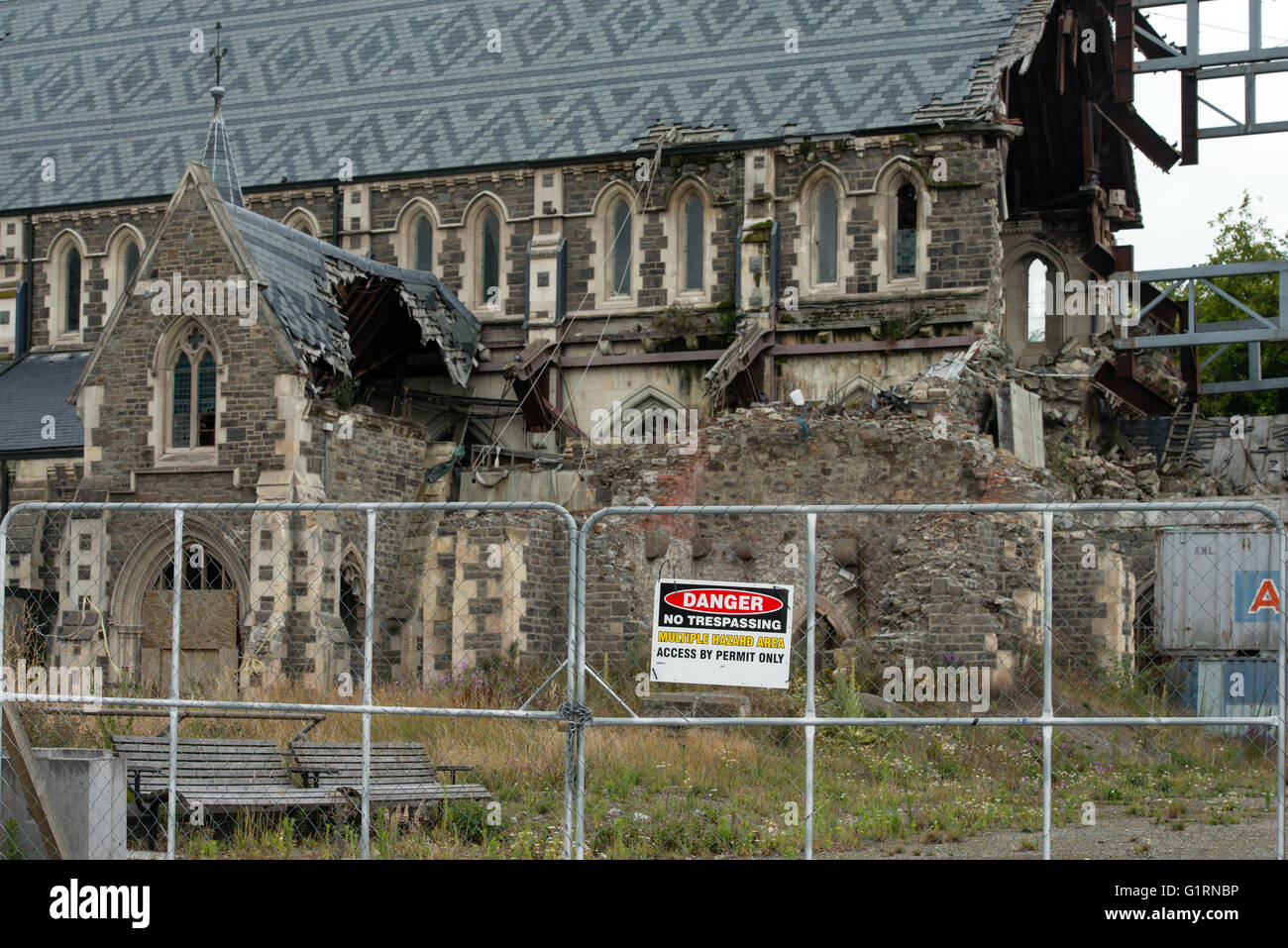 CHRISTCHURCH, Nouvelle-zélande - Jan 16, 2016 - La Cathédrale de Christchurch démoli par tremblement de terre de février 2010 vu derrière Banque D'Images