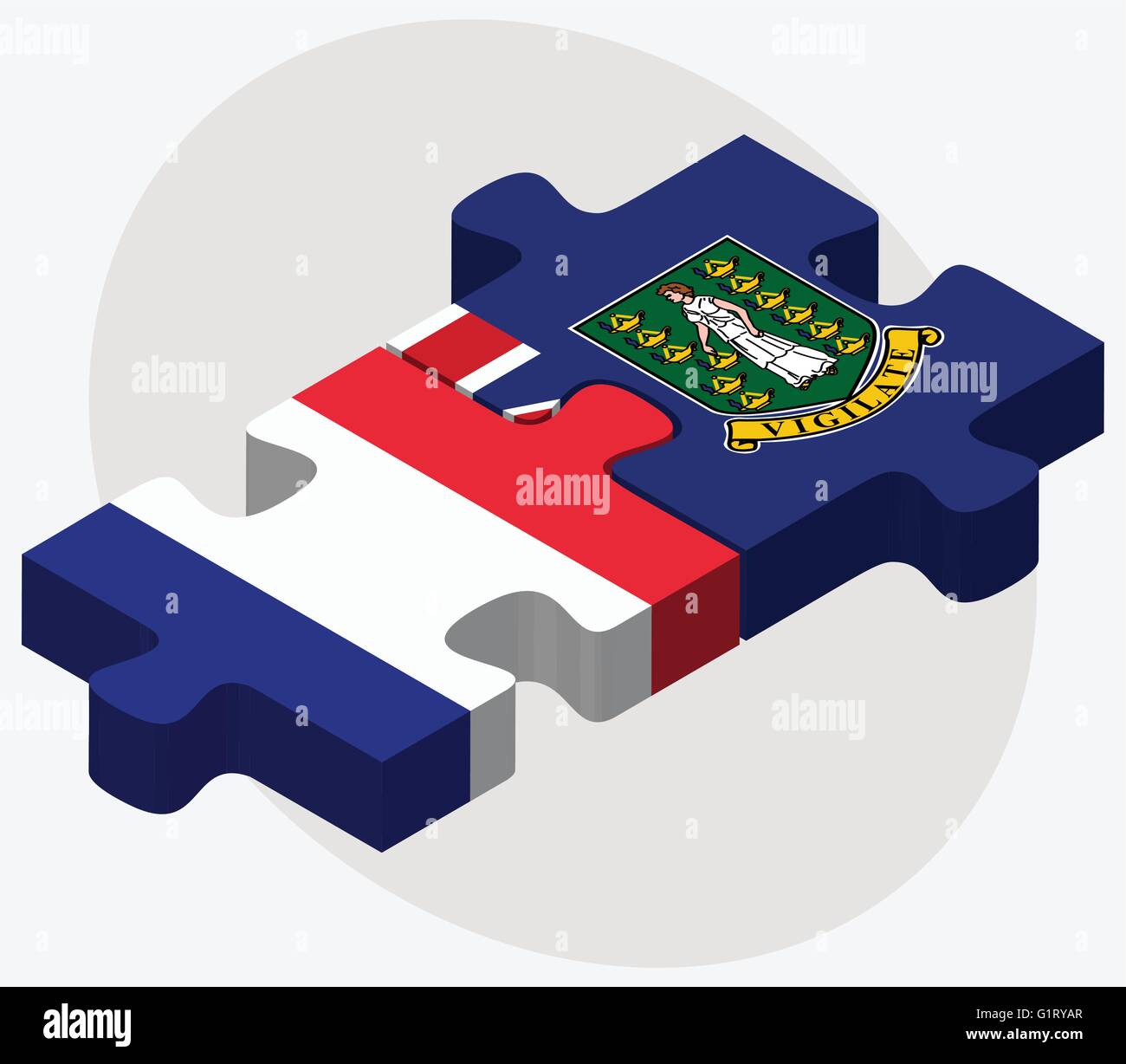 La France et les Îles Vierges (britanniques) les drapeaux dans puzzle isolé sur fond blanc Illustration de Vecteur