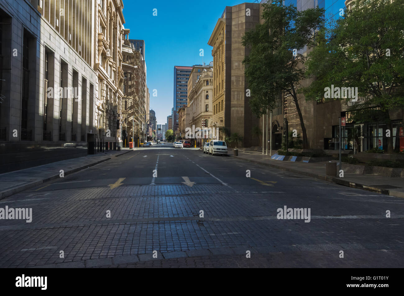 Johannesburg, Afrique du Sud 28 mars 2016 Le quartier central des affaires de Johannesburg dans la partie la plus ancienne de la ville Banque D'Images