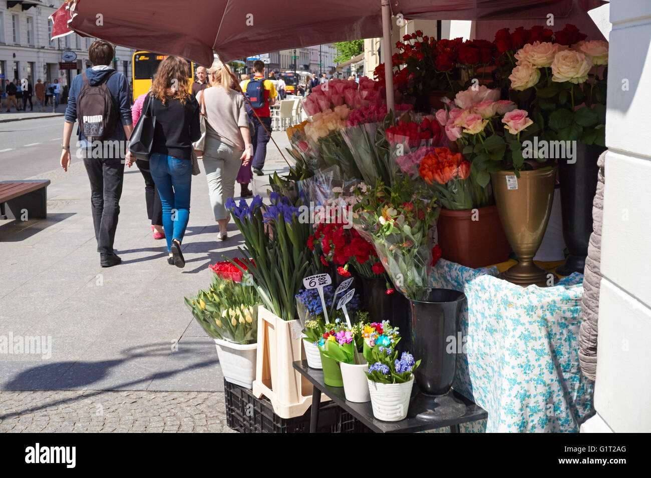 Le magasin de fleurs sur la rue Nowy Swiat à Varsovie, Pologne Banque D'Images