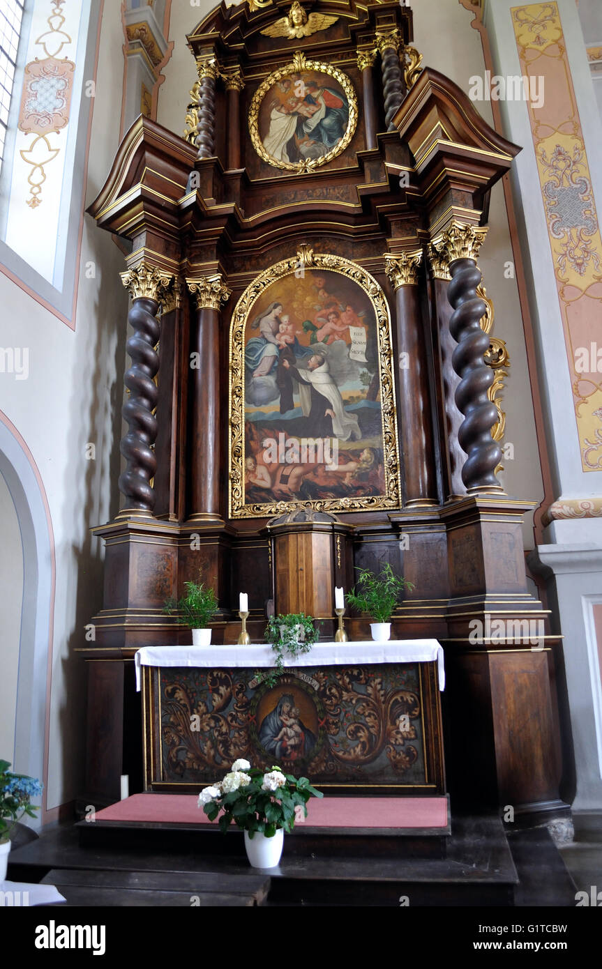 Scapulaire autel dans l'Église catholique de Saint Joseph dans Beilstein, sur la Moselle, l'Allemagne. Banque D'Images