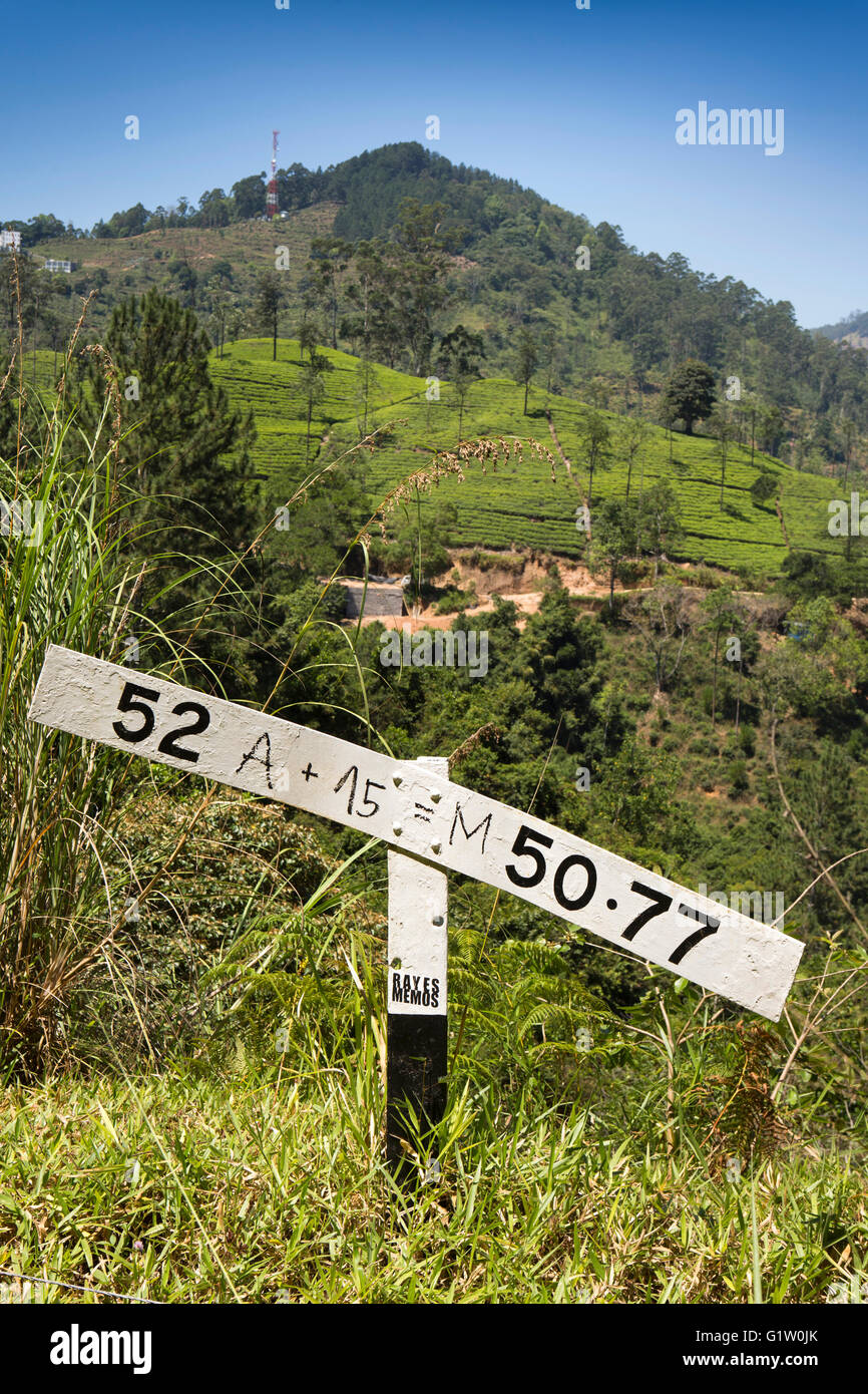 Sri Lanka, Ella, line panneau près de Miriyakalle Plateau Estate Banque D'Images