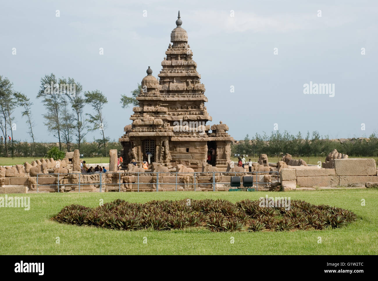 Shore Temple, Mahabalipuram, près de Chennai, Tamil Nadu, Inde Banque D'Images