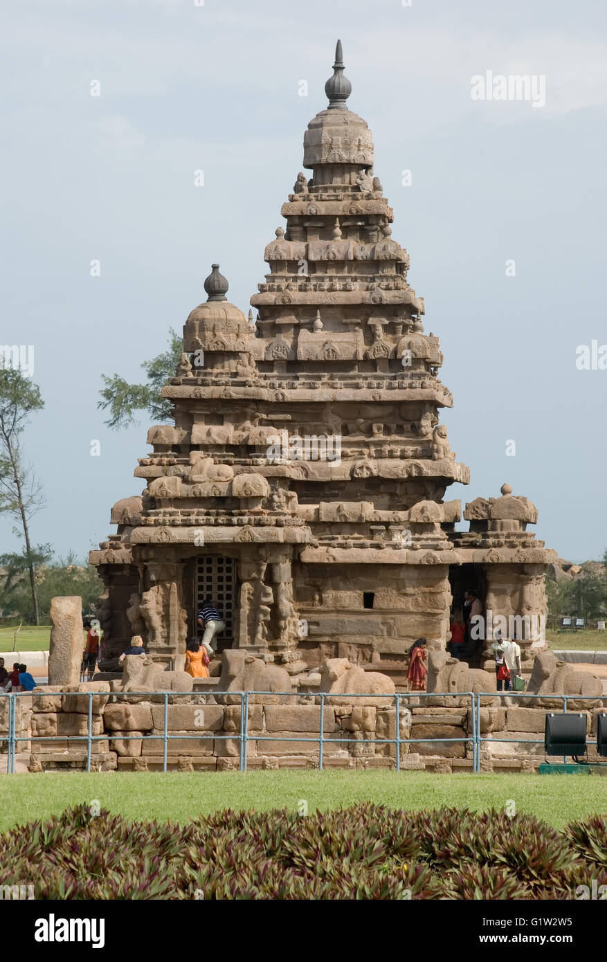 Shore Temple, Mahabalipuram, près de Chennai, Tamil Nadu, Inde Banque D'Images