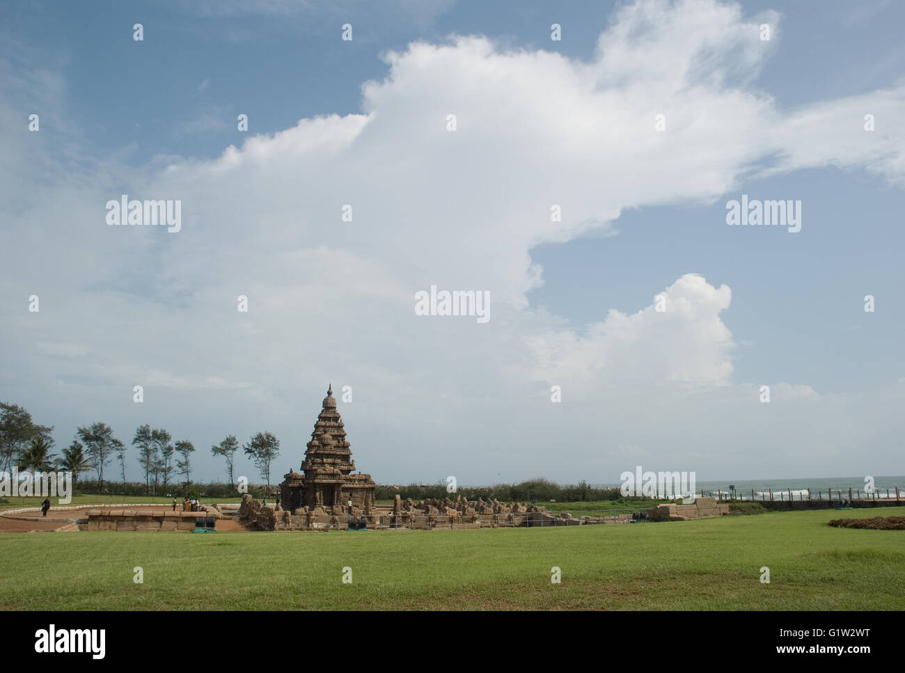 Shore Temple, Mahabalipuram, près de Chennai, Tamil Nadu, Inde Banque D'Images
