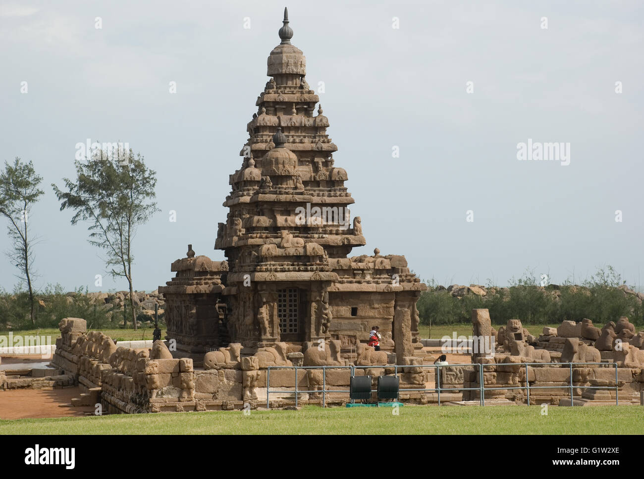 Shore Temple, Mahabalipuram, près de Chennai, Tamil Nadu, Inde Banque D'Images