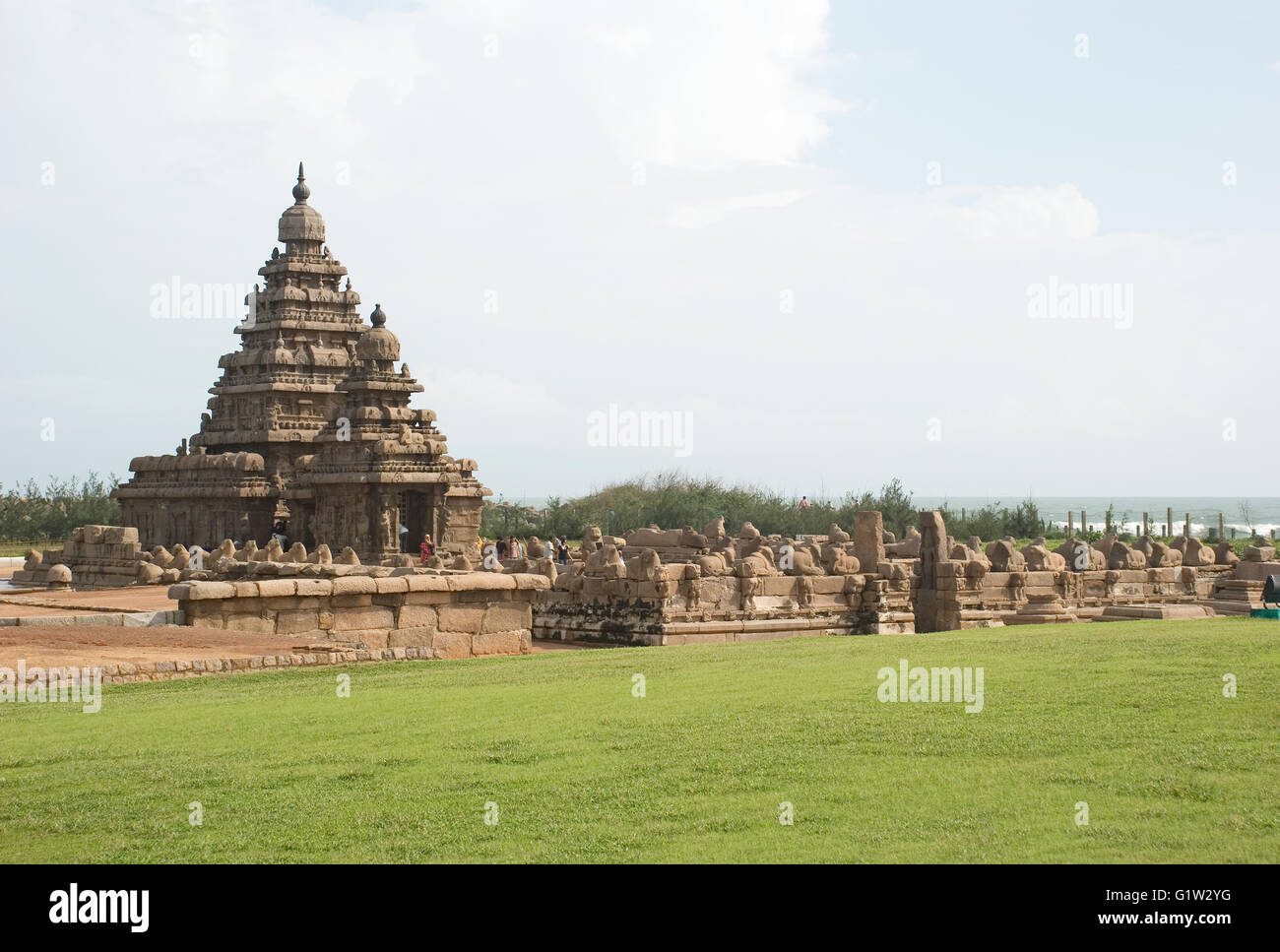 Shore Temple, Mahabalipuram, près de Chennai, Tamil Nadu, Inde Banque D'Images