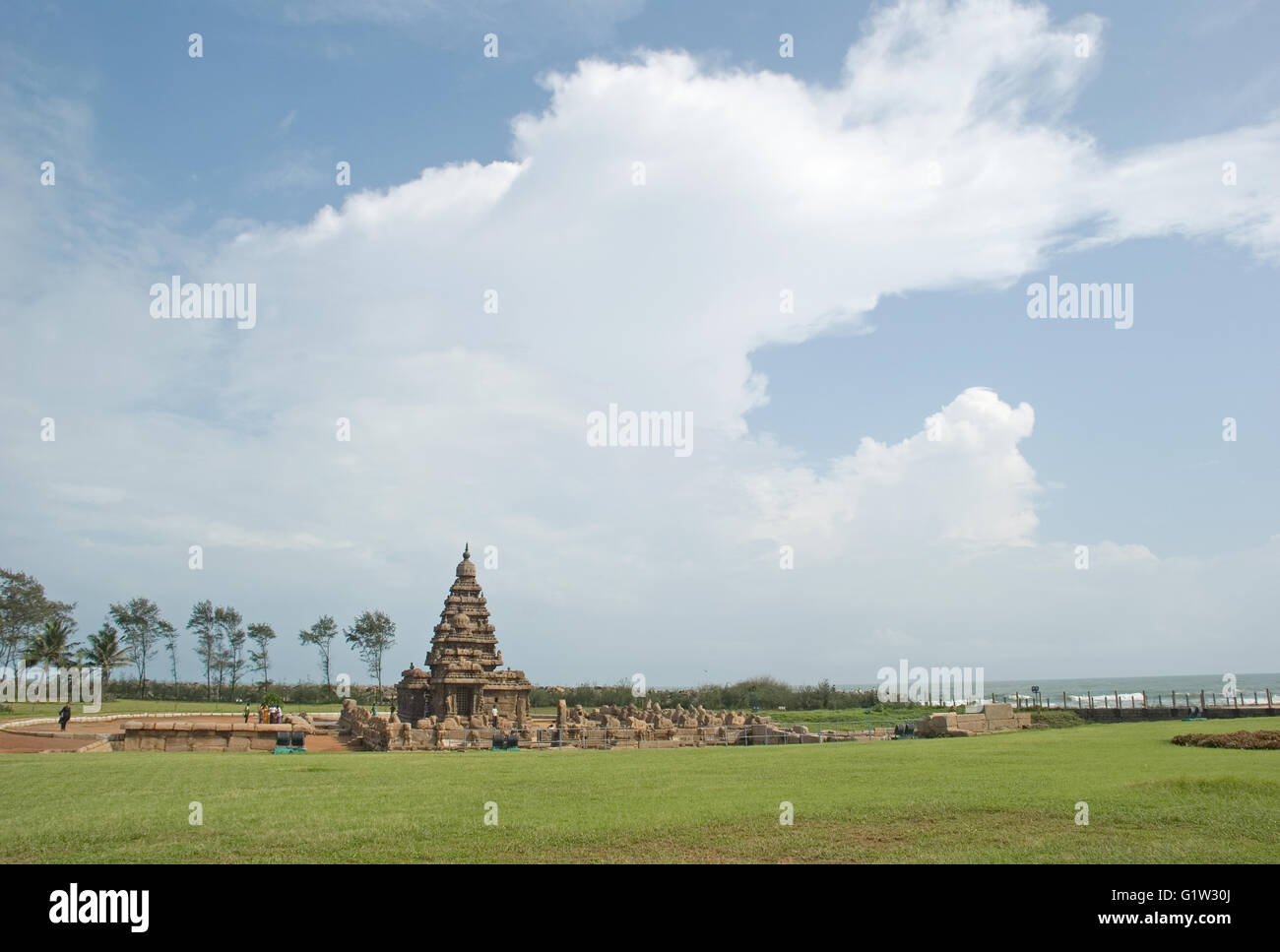 Shore Temple, Mahabalipuram, près de Chennai, Tamil Nadu, Inde Banque D'Images