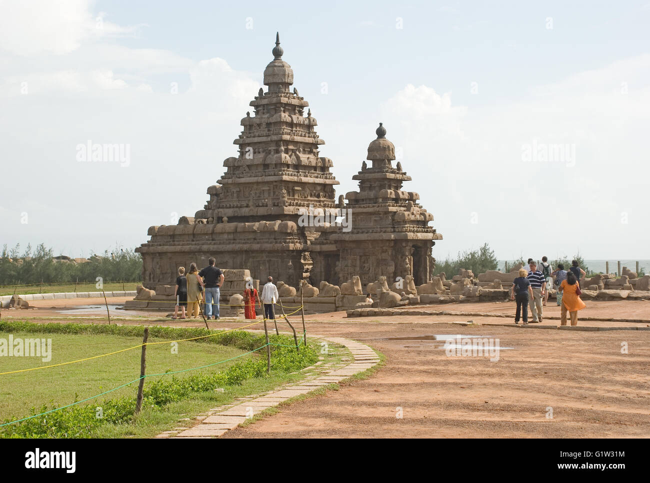 Shore Temple, Mahabalipuram, près de Chennai, Tamil Nadu, Inde Banque D'Images