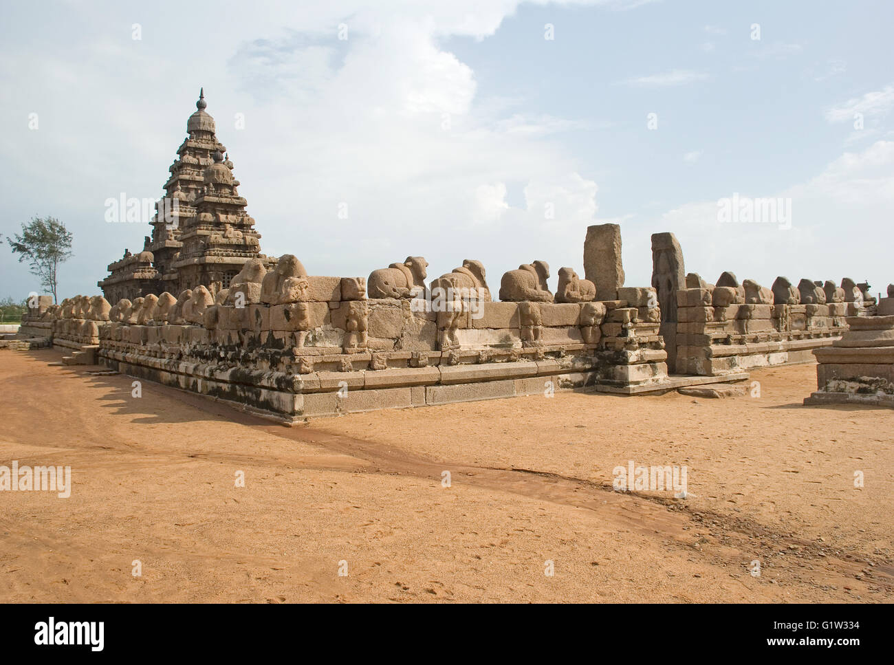 Shore Temple, Mahabalipuram, près de Chennai, Tamil Nadu, Inde Banque D'Images