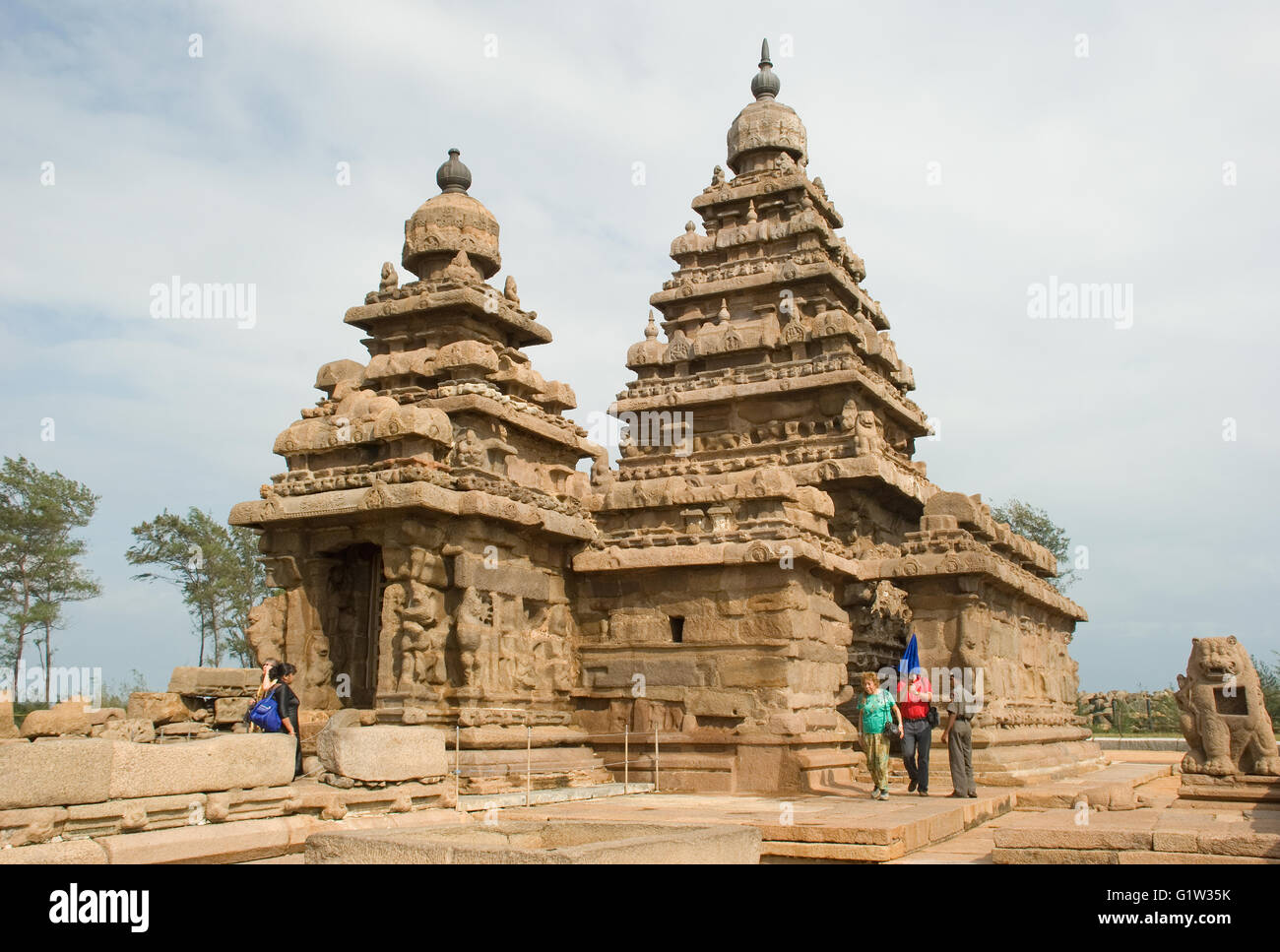 Shore Temple, Mahabalipuram, près de Chennai, Tamil Nadu, Inde Banque D'Images
