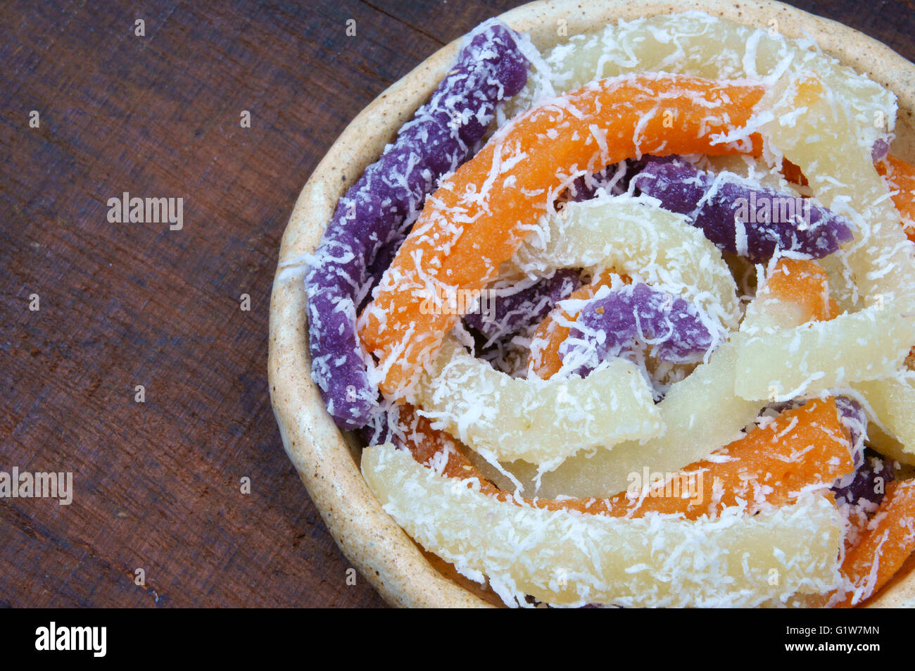 L Alimentation De Rue Vietnamiens Gateau Sucre Apprecie Au Vietnam Genoise Gateau De Vers A Soie Su Se Le Manioc Avec Du Lait De Coco A La Vapeur Photo Stock Alamy