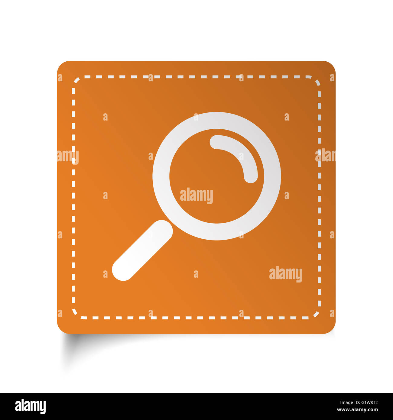 Plat blanc en forme de loupe située sur l'étiquette orange Banque D'Images