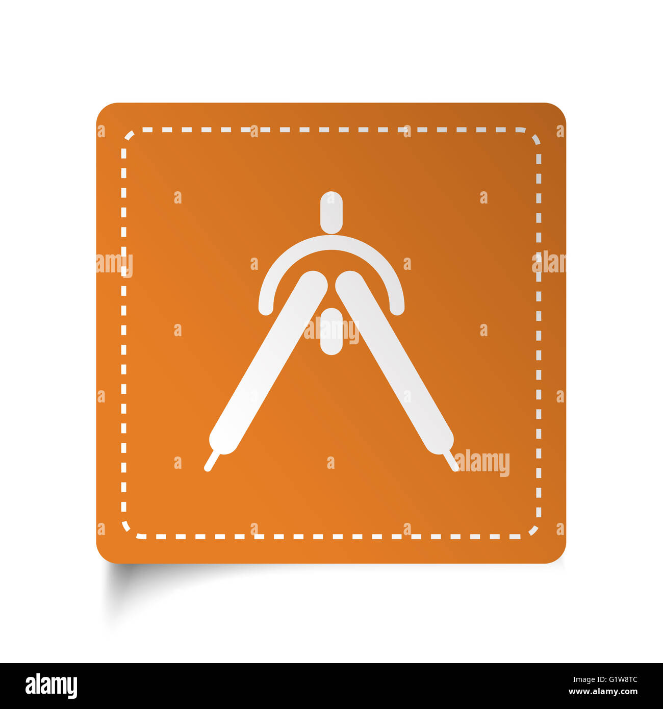 Rédaction télévision blanc autocollant orange sur l'icône de la boussole Banque D'Images