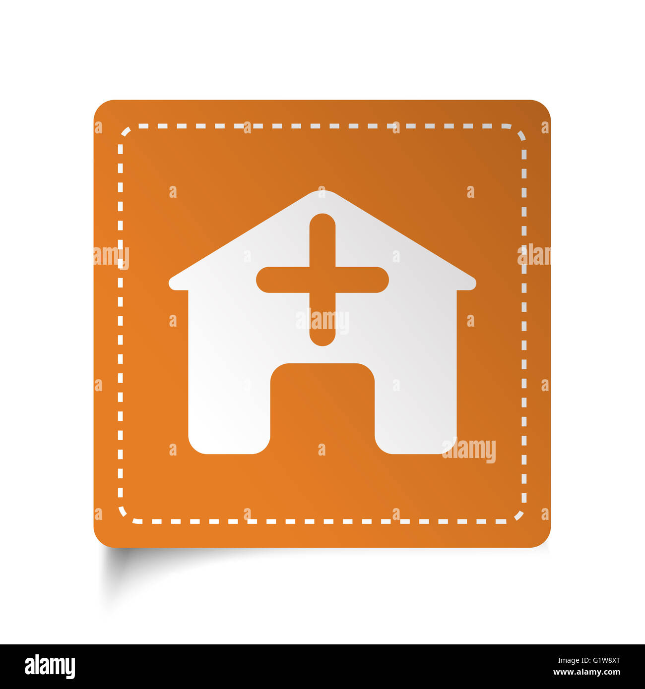 Télévision blanc l'icône de l'hôpital sur l'étiquette orange Banque D'Images