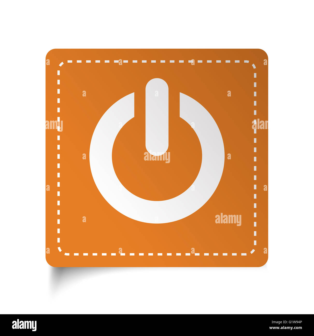 Télévision sur l'icône Alimentation blanc autocollant orange Banque D'Images