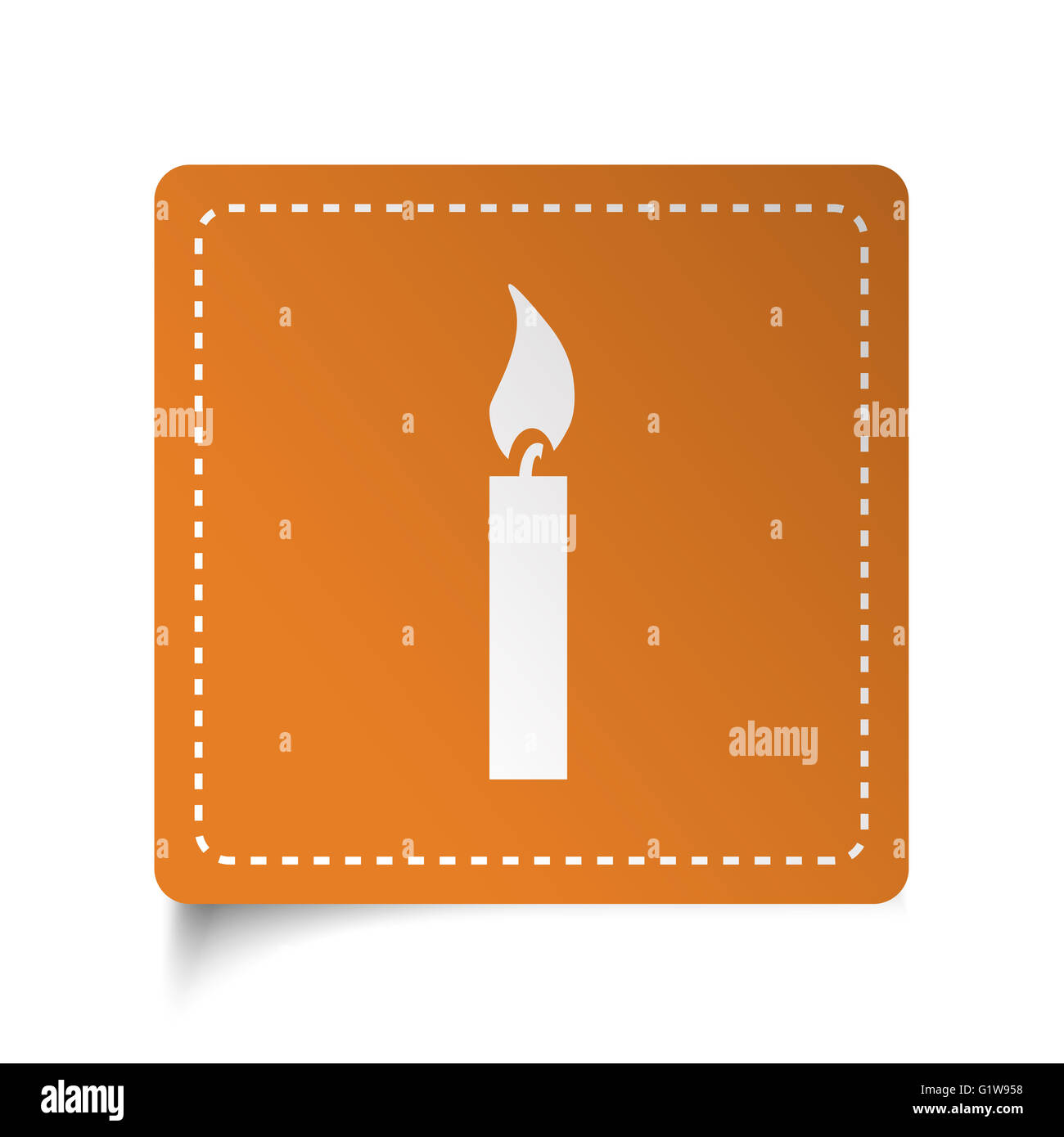Télévision blanc Bougies icône sur étiquette orange Banque D'Images