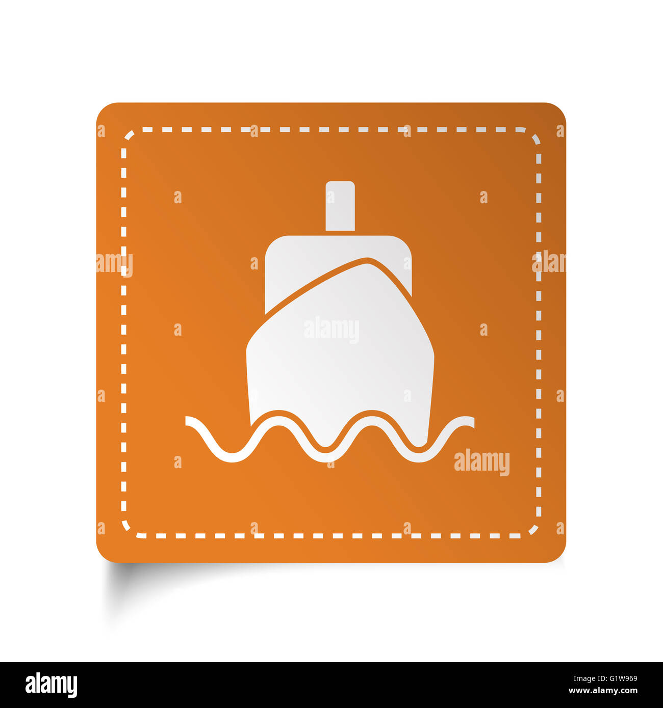Télévision sur l'icône du bateau blanc autocollant orange Banque D'Images