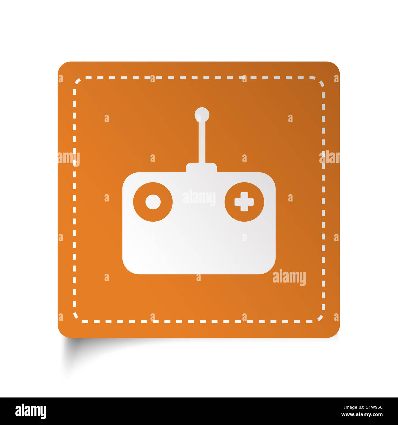 L'icône de contrôle de Radio Télévision blanc sur l'étiquette orange Banque D'Images