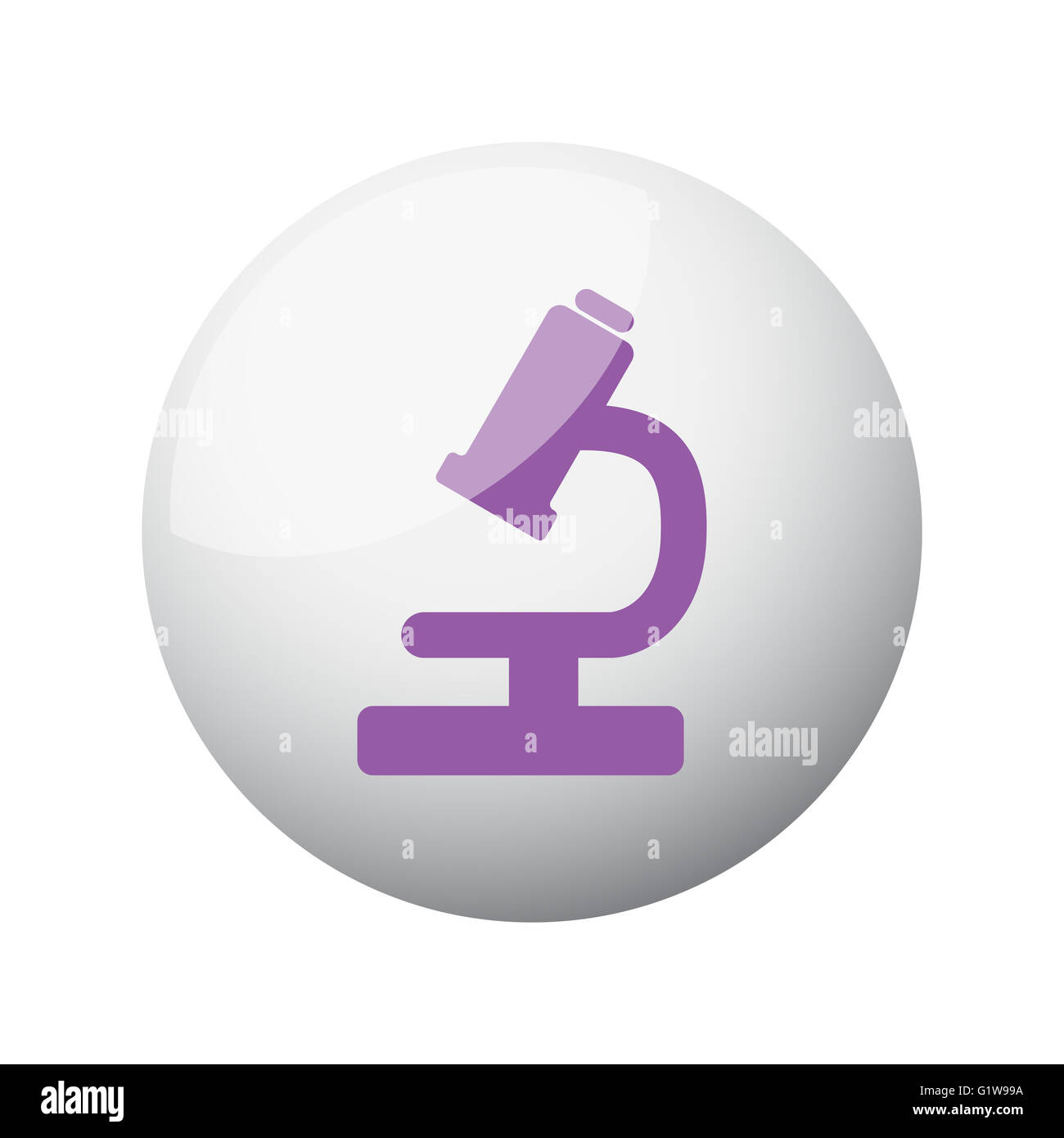 Télévision sur l'icône Microscope violet sphère 3D Banque D'Images