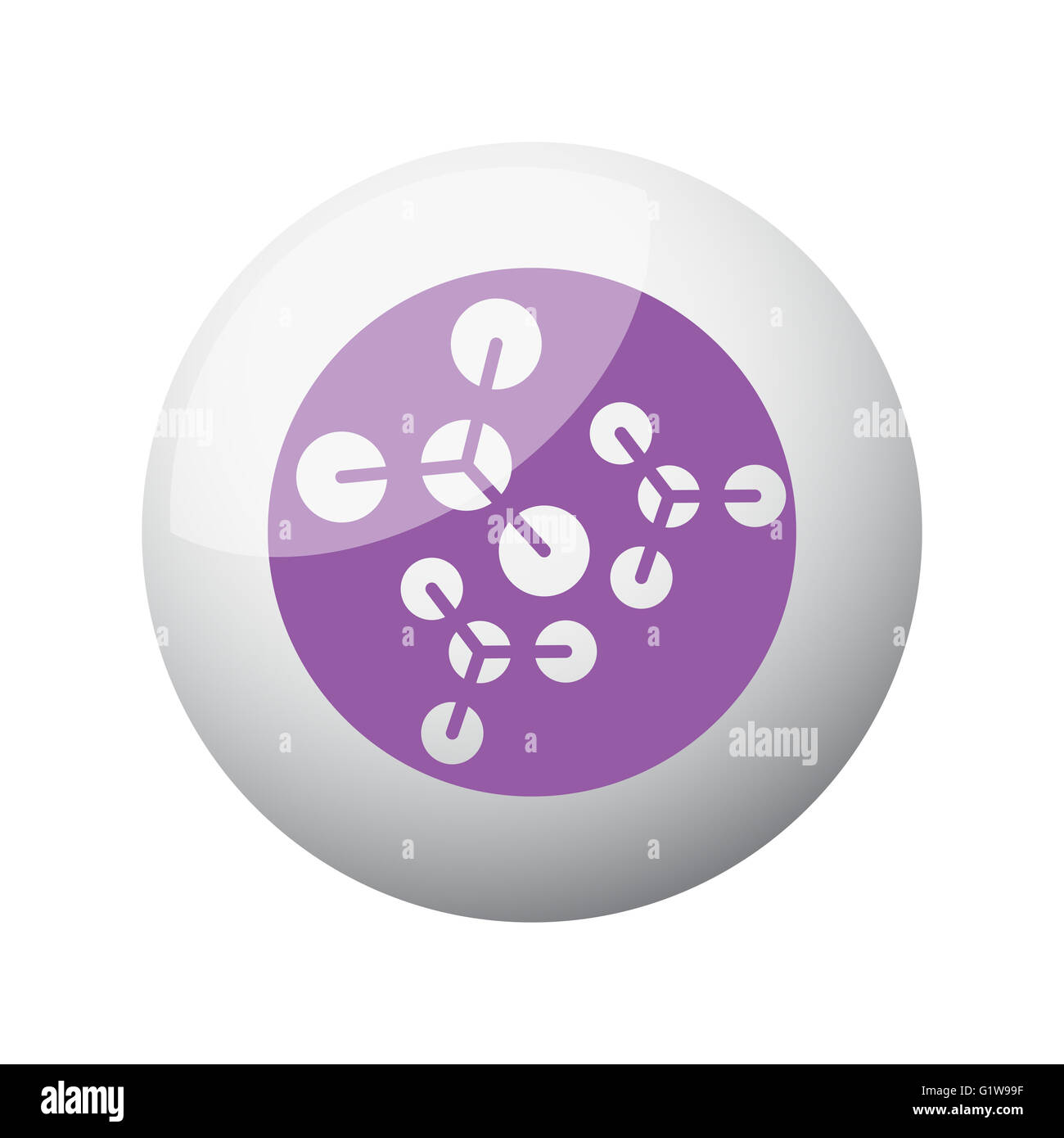 Télévision sur l'icône de molécules violet sphère 3D Banque D'Images