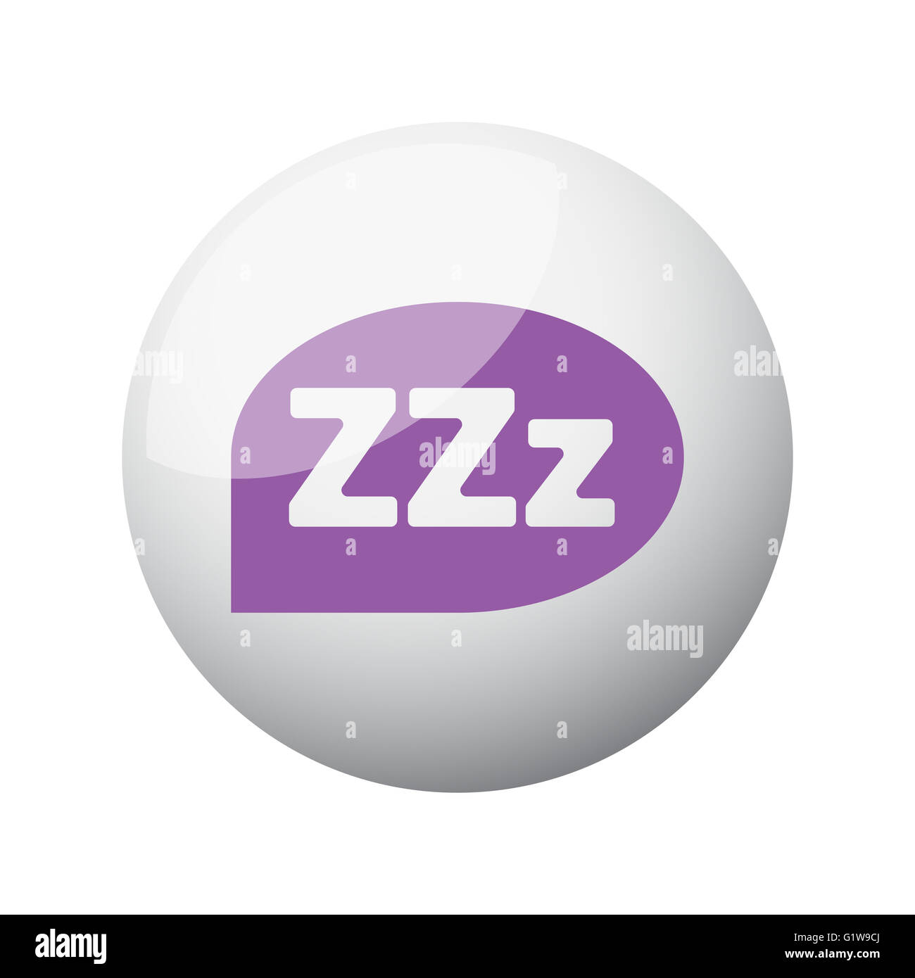 Télévision sur l'icône sommeil pourpre sphère 3D Banque D'Images