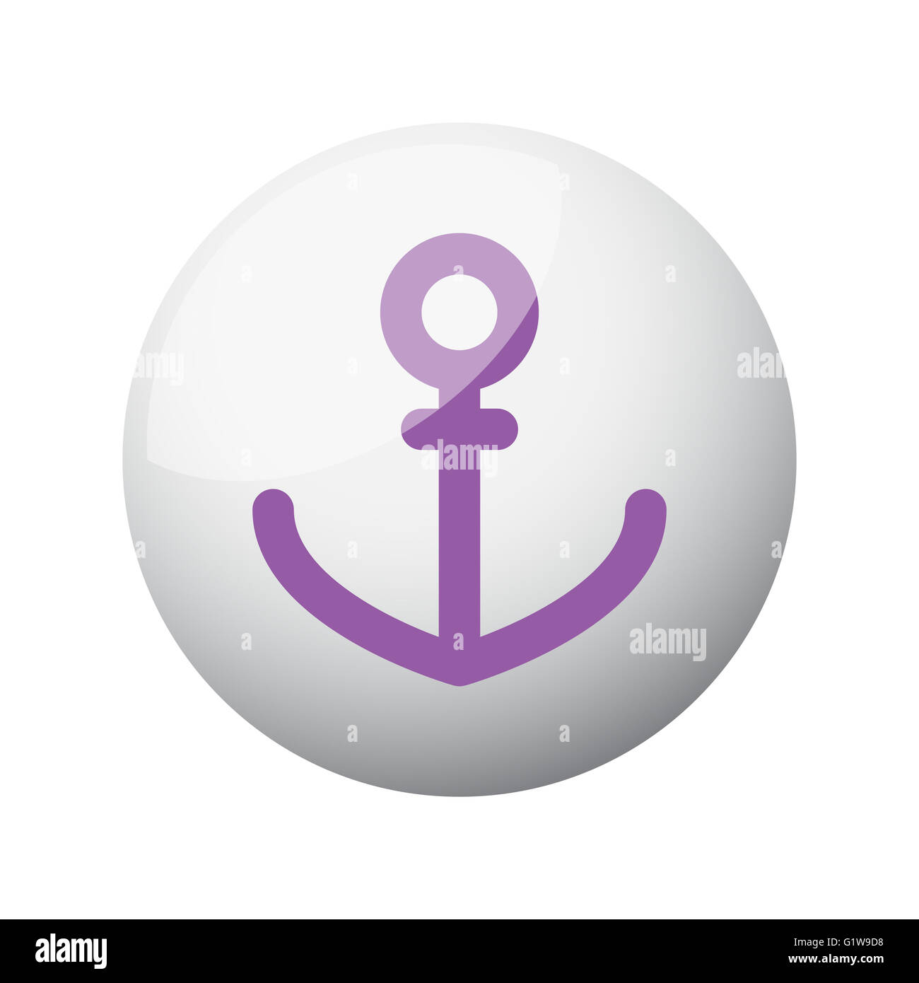 L'icône d'Ancre violet plat sur sphère 3D Banque D'Images
