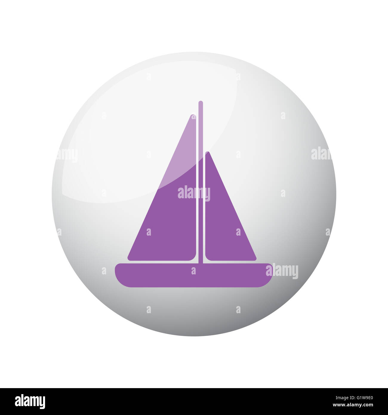 Télévision sur l'icône violette voilier sphère 3D Banque D'Images