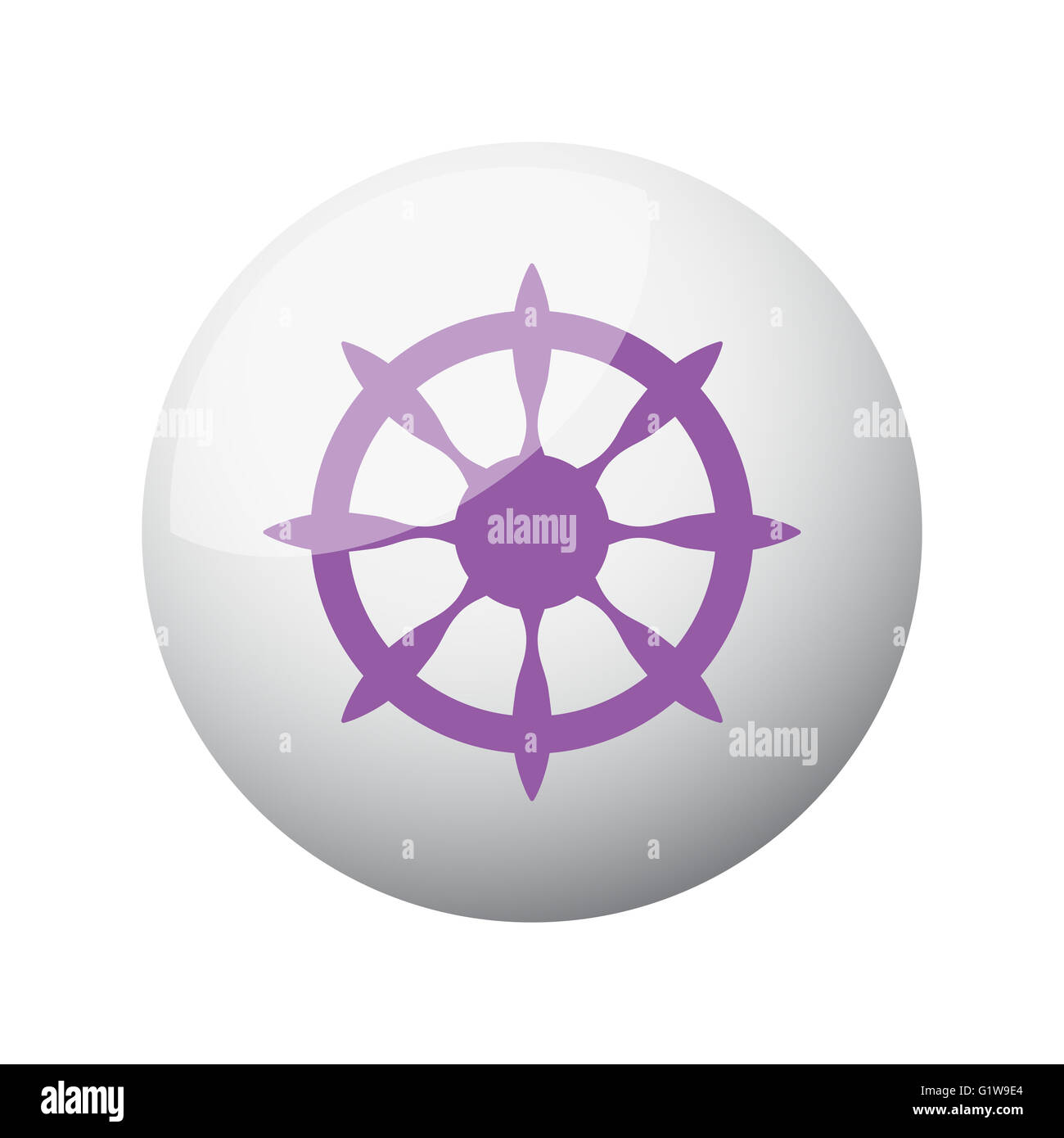 Télévision sur l'icône de roue bateau violet sphère 3D Banque D'Images