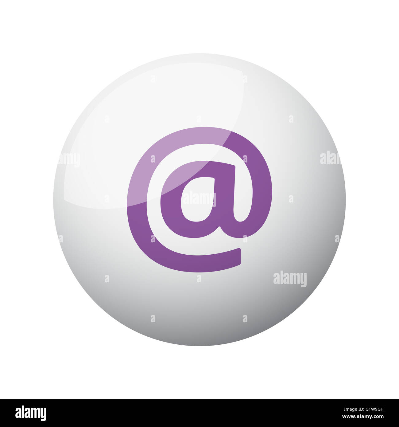 Télévision purple'icône E-Mail sur sphère 3D Banque D'Images