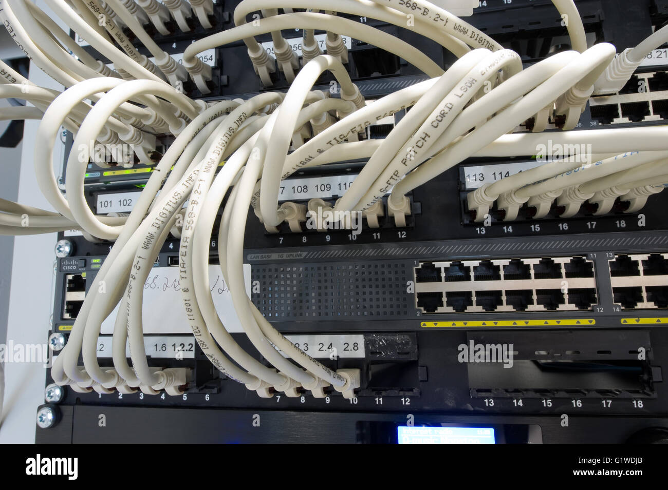 Beaucoup de câbles à l'arrière d'une base de données Banque D'Images
