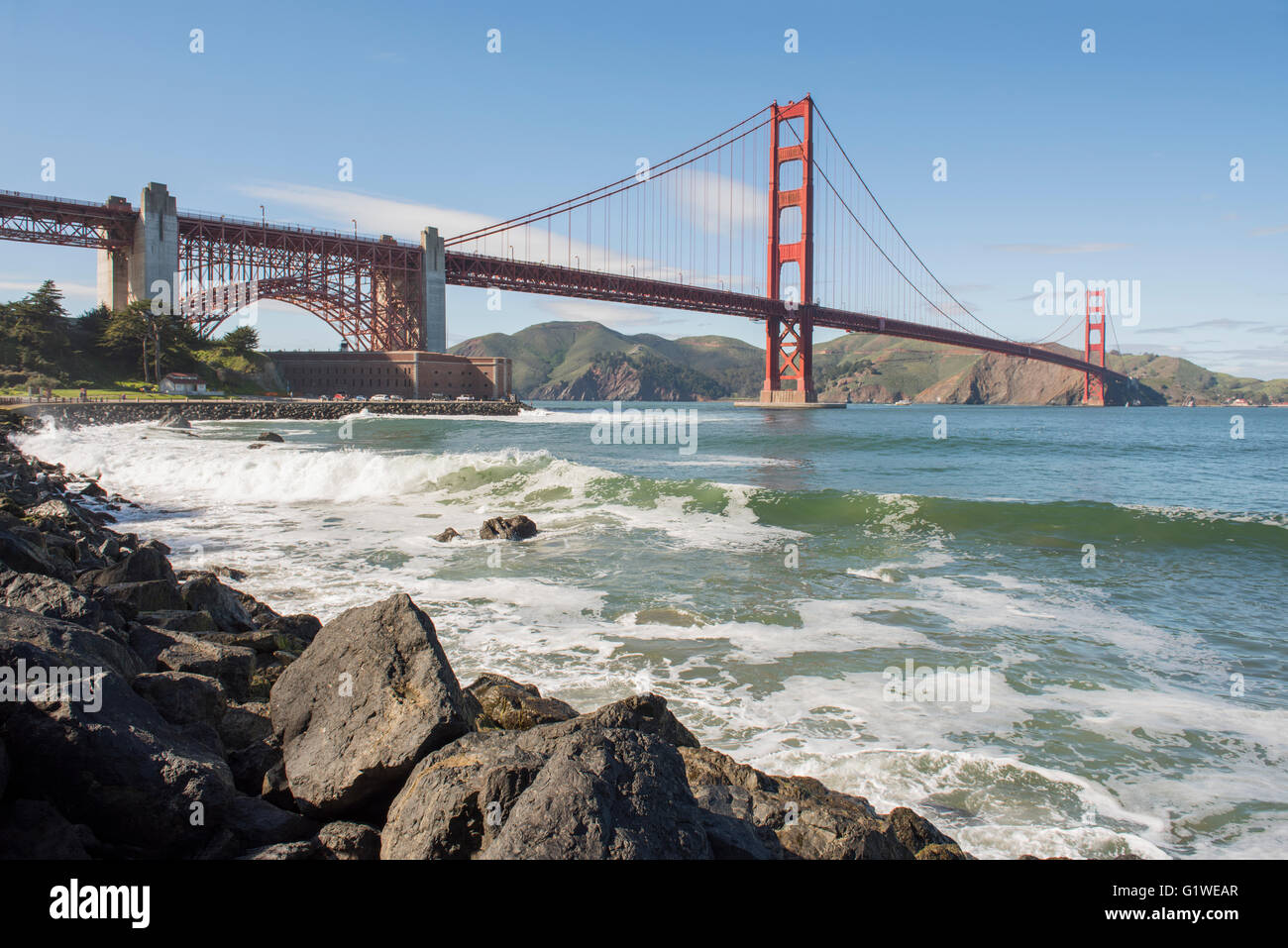 Avec la baie de San Francisco le Golden Gate Bridge en arrière-plan. Californie, USA. Banque D'Images