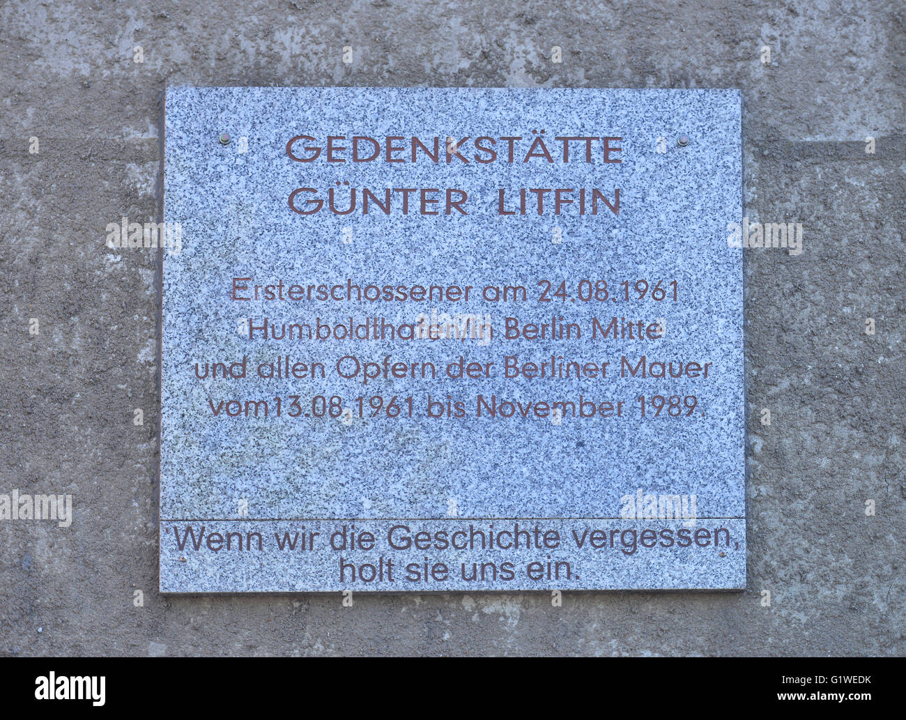 Gedenkstaette, Guenter Litfin, Kieler Strasse, Mitte, Berlin, Deutschland Banque D'Images