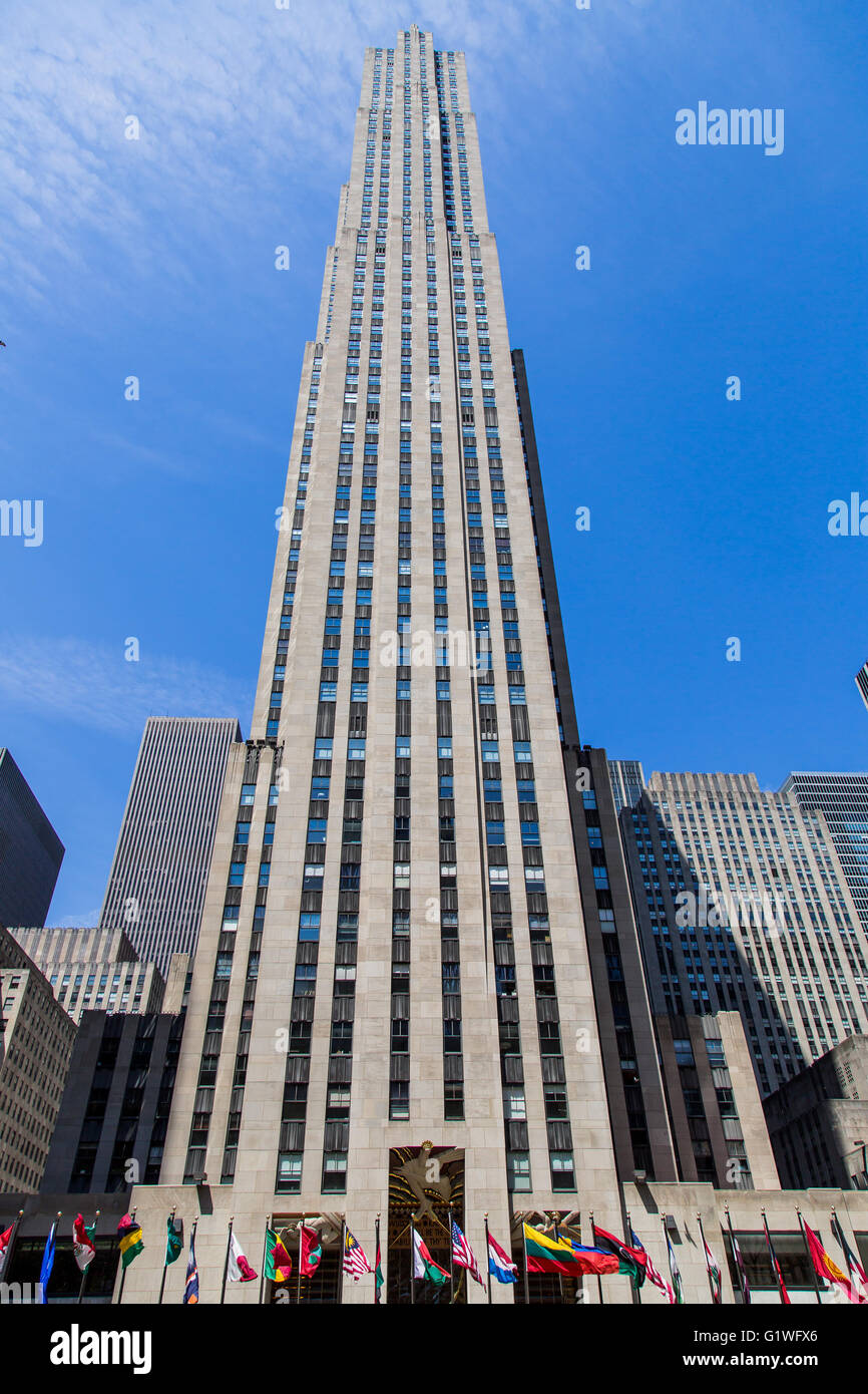 NEW YORK, USA - 21 avril 2016 : Construction du Rockefeller Center. Le Centre est un complexe de 19 immeubles commerciaux. Il a été d Banque D'Images