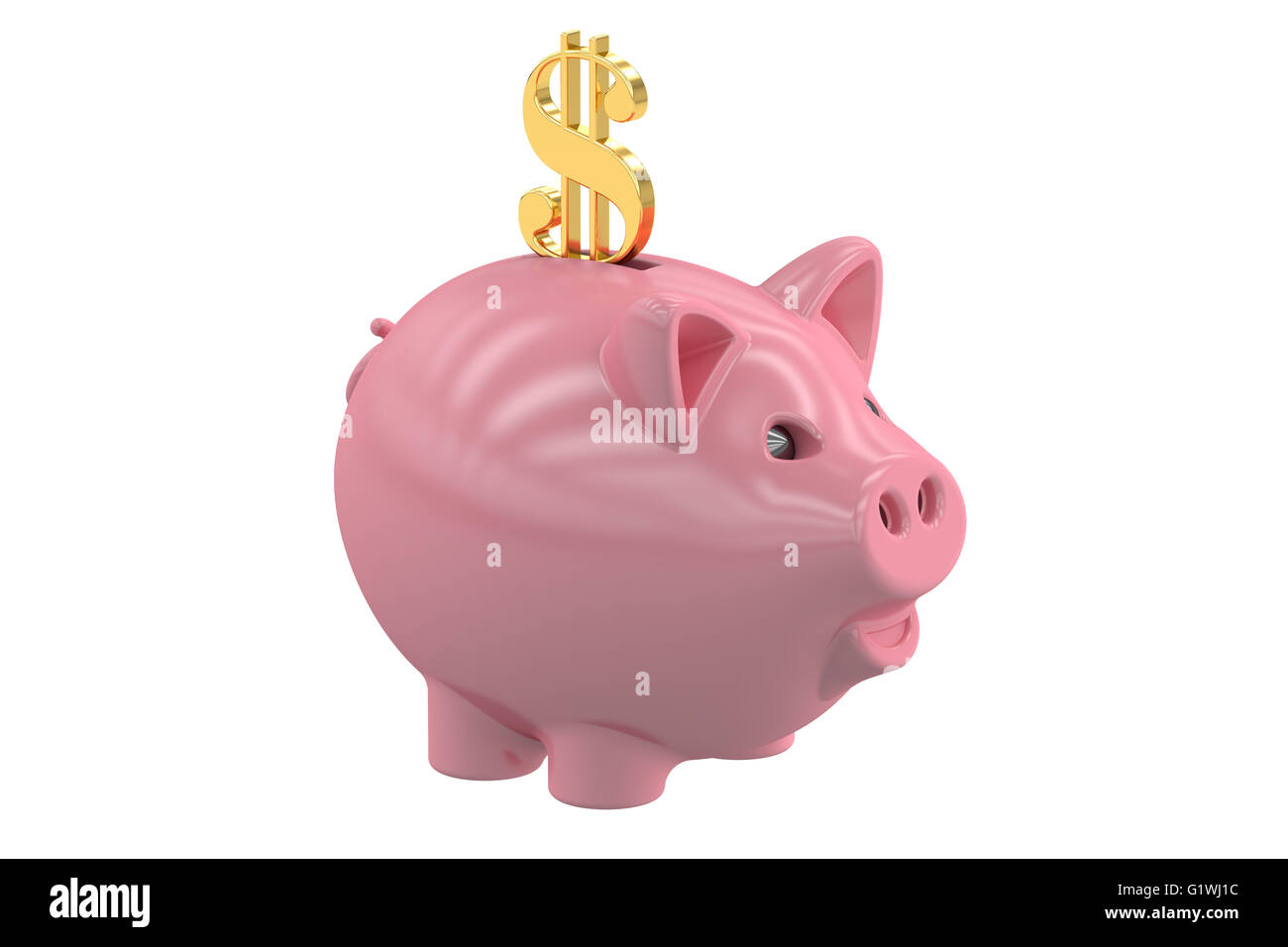 Tirelire avec symbole dollar, rendu 3D isolé sur fond blanc Banque D'Images