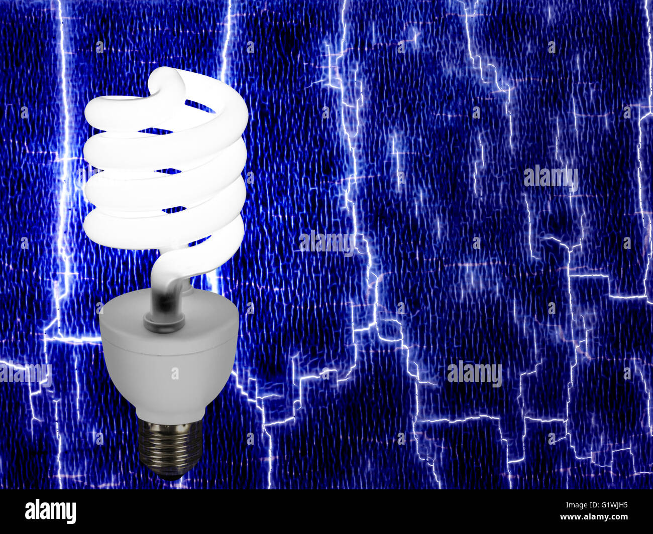 Nouveau style Light bulb on electric blue abstract background. Banque D'Images