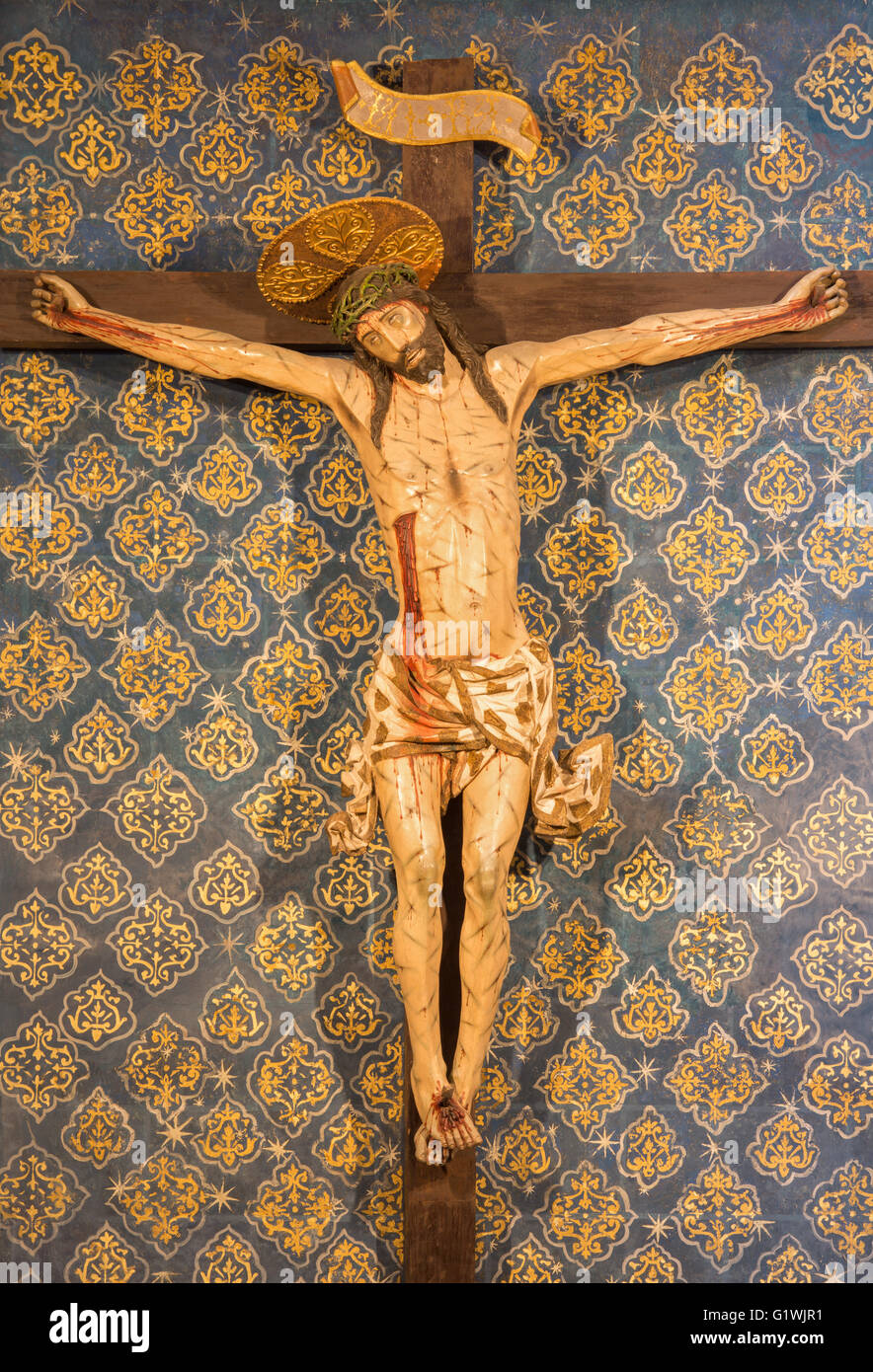 AVILA, ESPAGNE, avril - 19, 2016 : La Crucifixion dans l'église de Real Monasterio de Santo Tomas de 16. 100. Banque D'Images