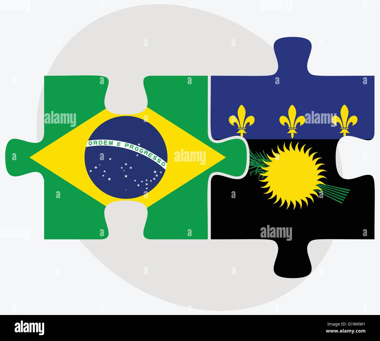 Le Brésil et la Guadeloupe drapeaux dans puzzle isolé sur fond blanc Illustration de Vecteur
