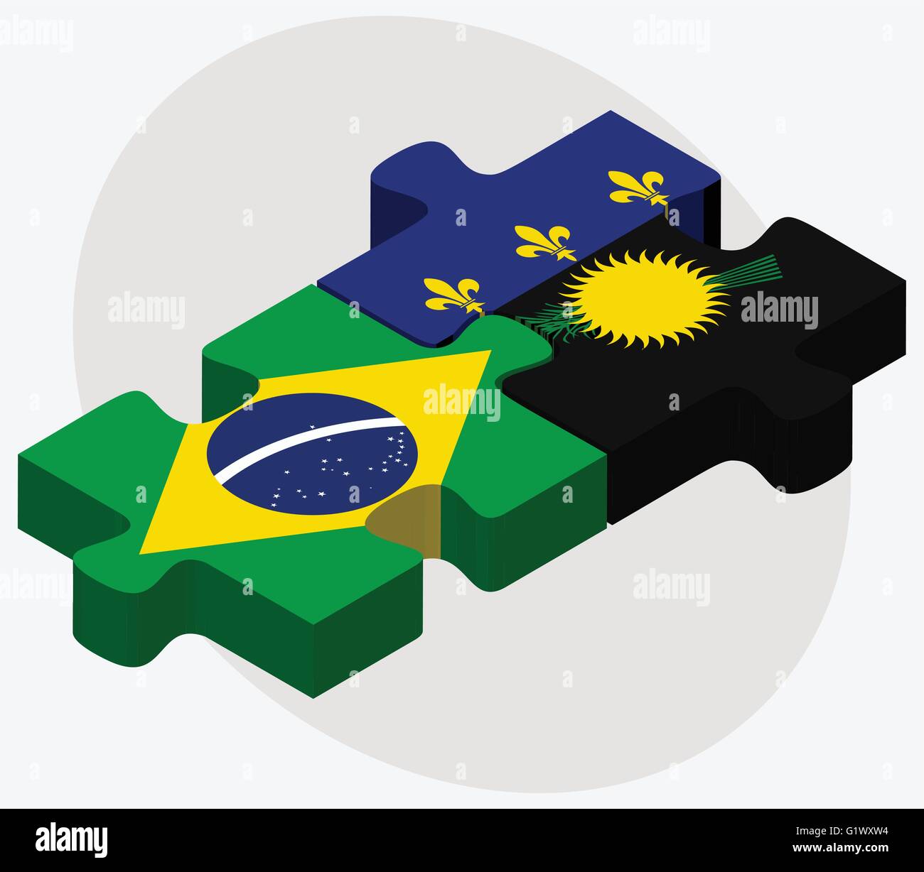Le Brésil et la Guadeloupe drapeaux dans puzzle isolé sur fond blanc Illustration de Vecteur