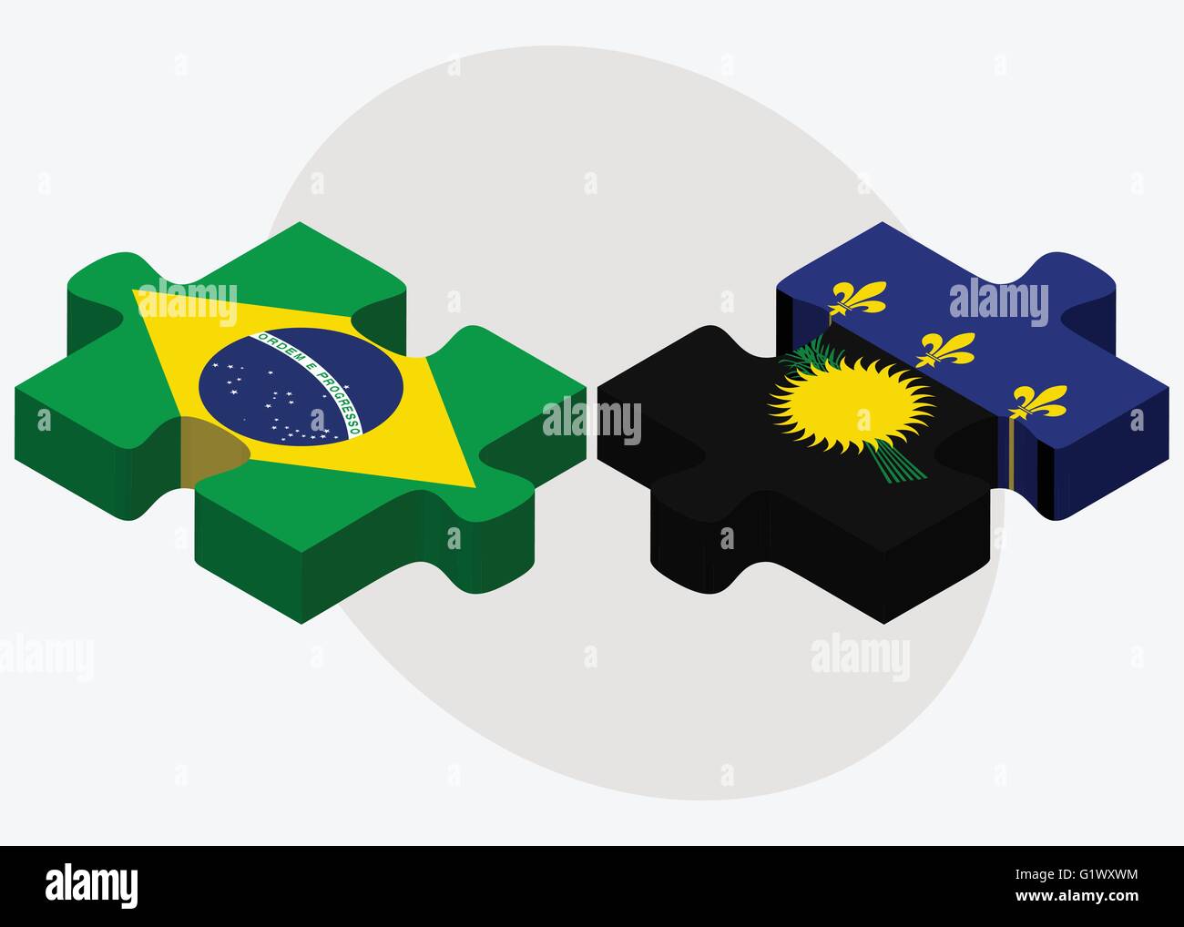 Le Brésil et la Guadeloupe drapeaux dans puzzle isolé sur fond blanc Illustration de Vecteur