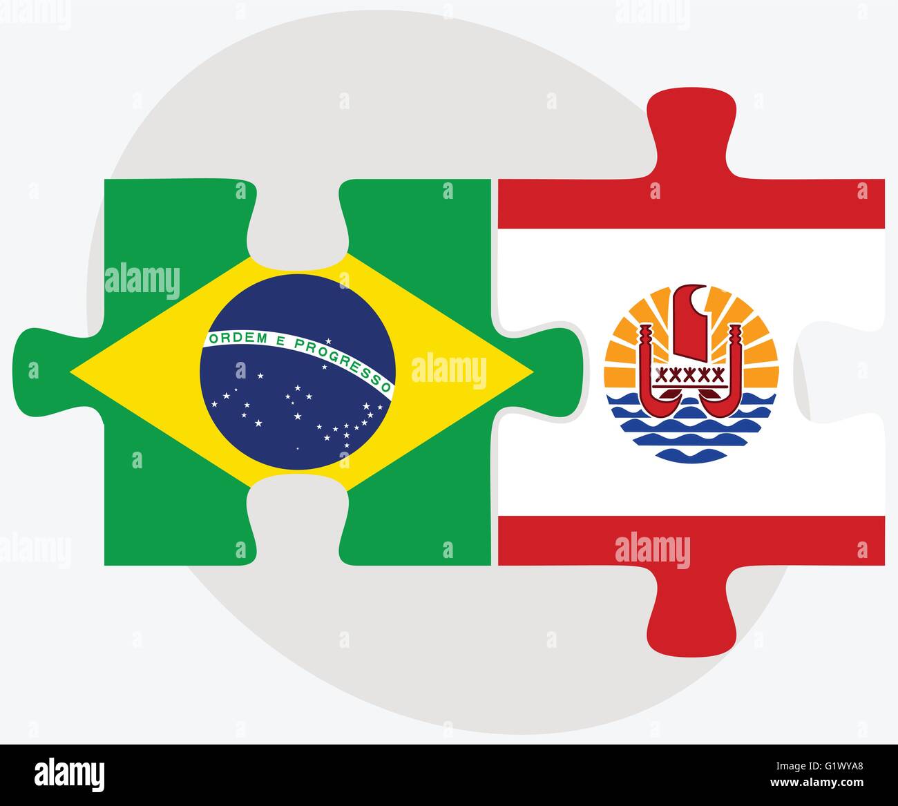 Le Brésil et la Polynésie française drapeaux dans puzzle isolé sur fond  blanc Image Vectorielle Stock - Alamy