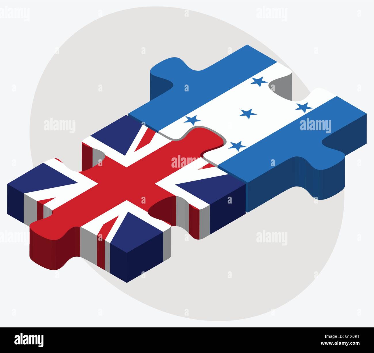Royaume-uni et le Honduras drapeaux dans puzzle isolé sur fond blanc Illustration de Vecteur