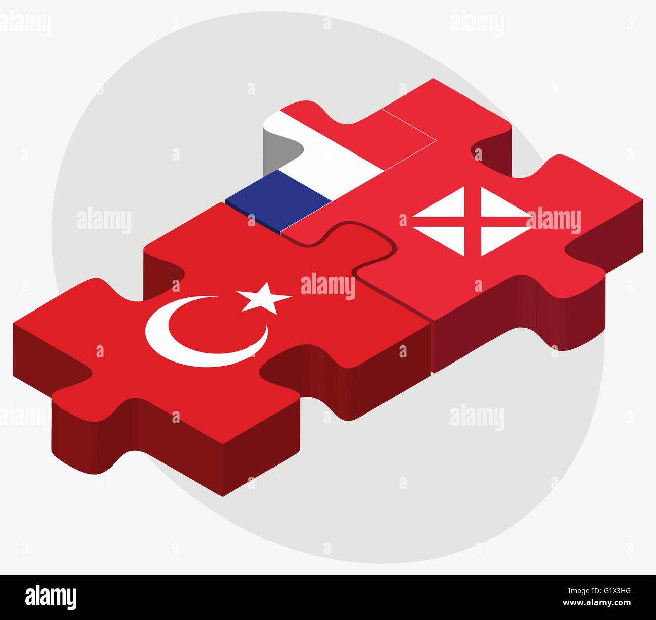 La Turquie et Wallis et Futuna drapeaux dans puzzle isolé sur fond blanc Illustration de Vecteur