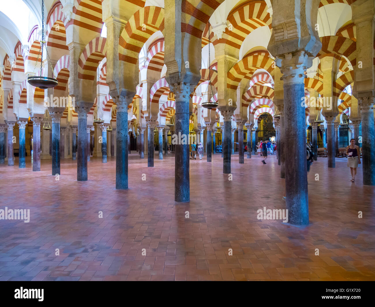 Intérieur de la mosquée de Cordoue, portique, province de Córdoba, Andalousie, Espagne Banque D'Images