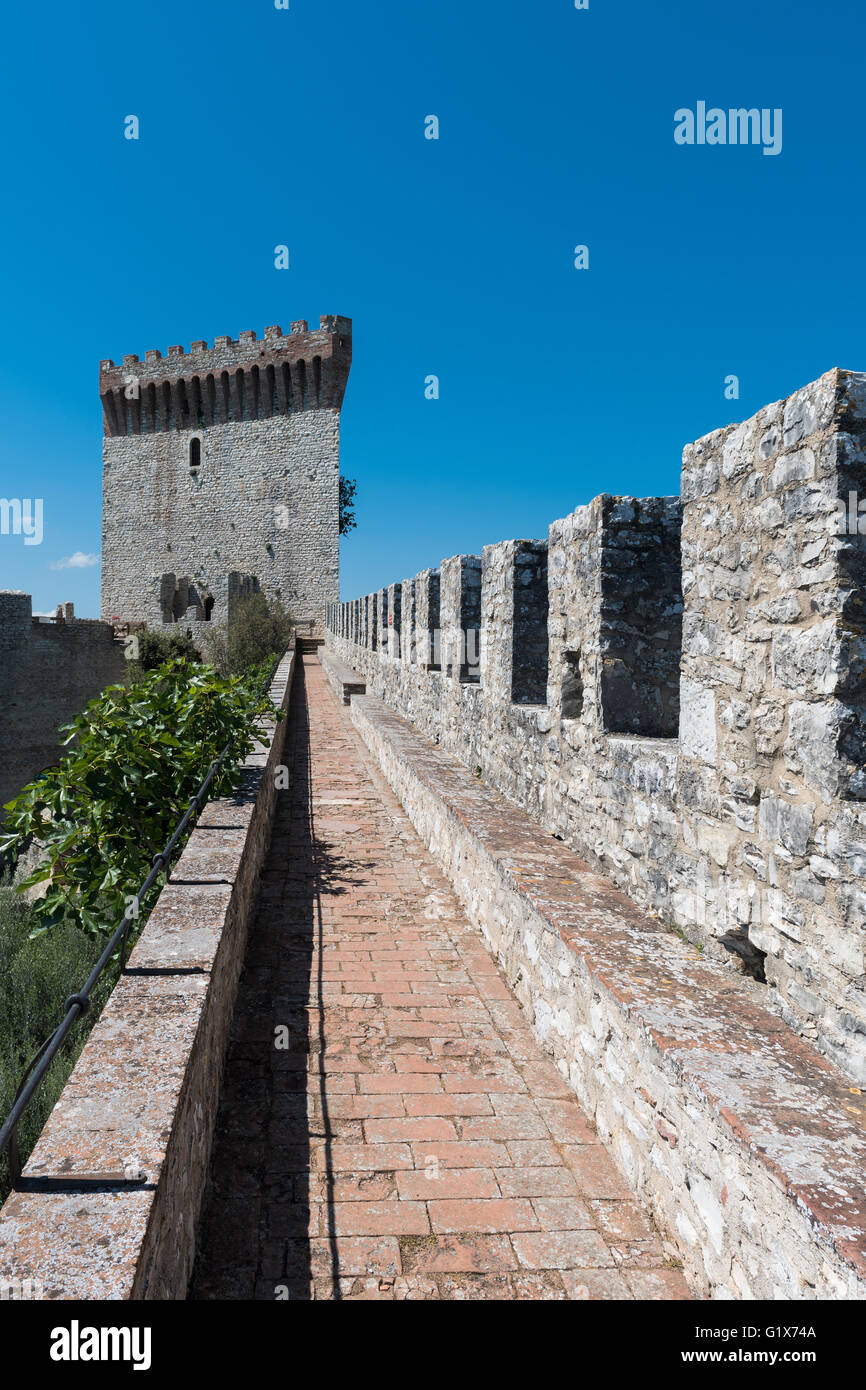 Mur de forteresse et de la tour, Castello del Leone, Castiglione del Lago, Ombrie, Italie Banque D'Images